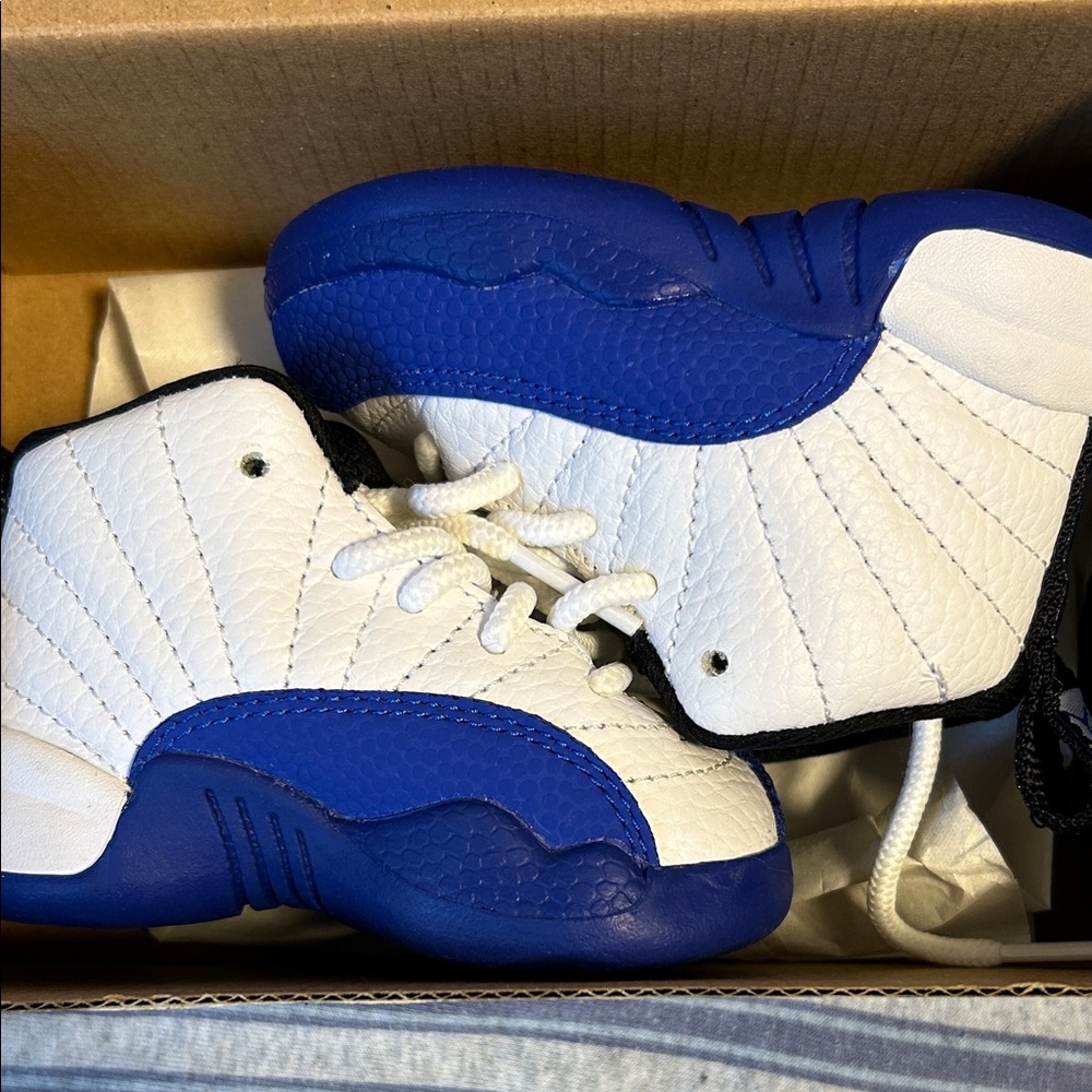 Jordan Kids White and Blue Sneakers